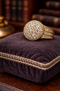 Heidi Daus Pavé Crystal Statement Ring Gold Tone Wide Band Size 7 Vintage Bold Designer Ring
