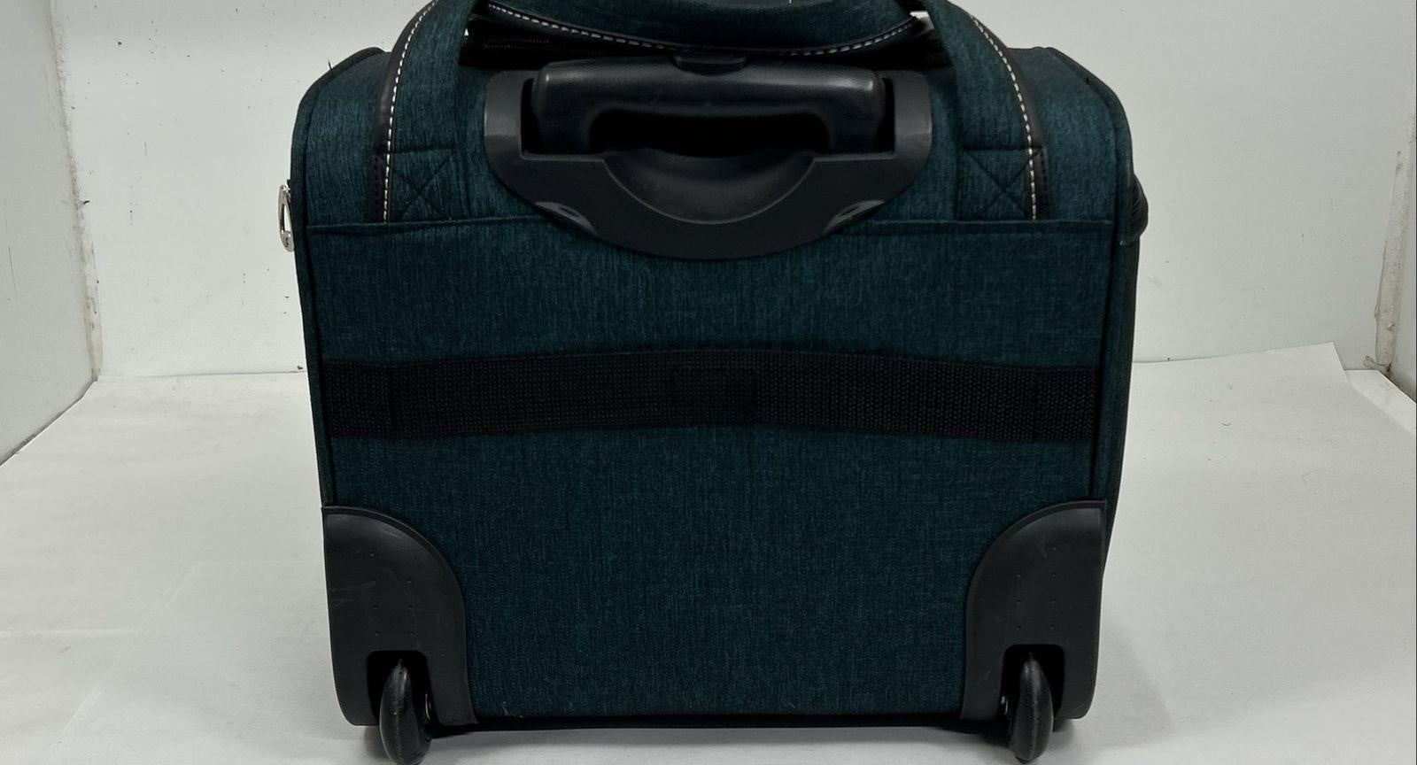 London Fog Teal Carry-On Suitcase, Compact Rolling Travel Bag with Telescoping Handle