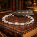 Givenchy Gold Tone Crystal Link Bracelet Signed Designer Vintage Elegant Statement Jewelry