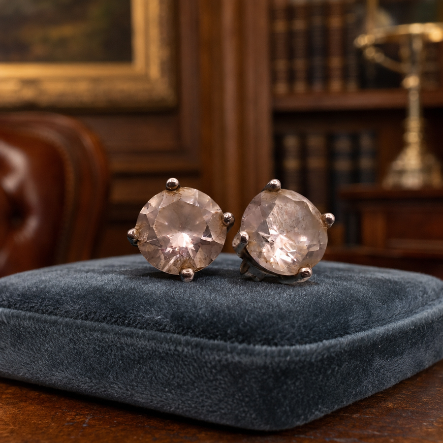 Petite stud earrings with clear stones in prong settings