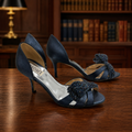 Badgley Mischka Open-Toe Heels with Beaded Bow Size 8M