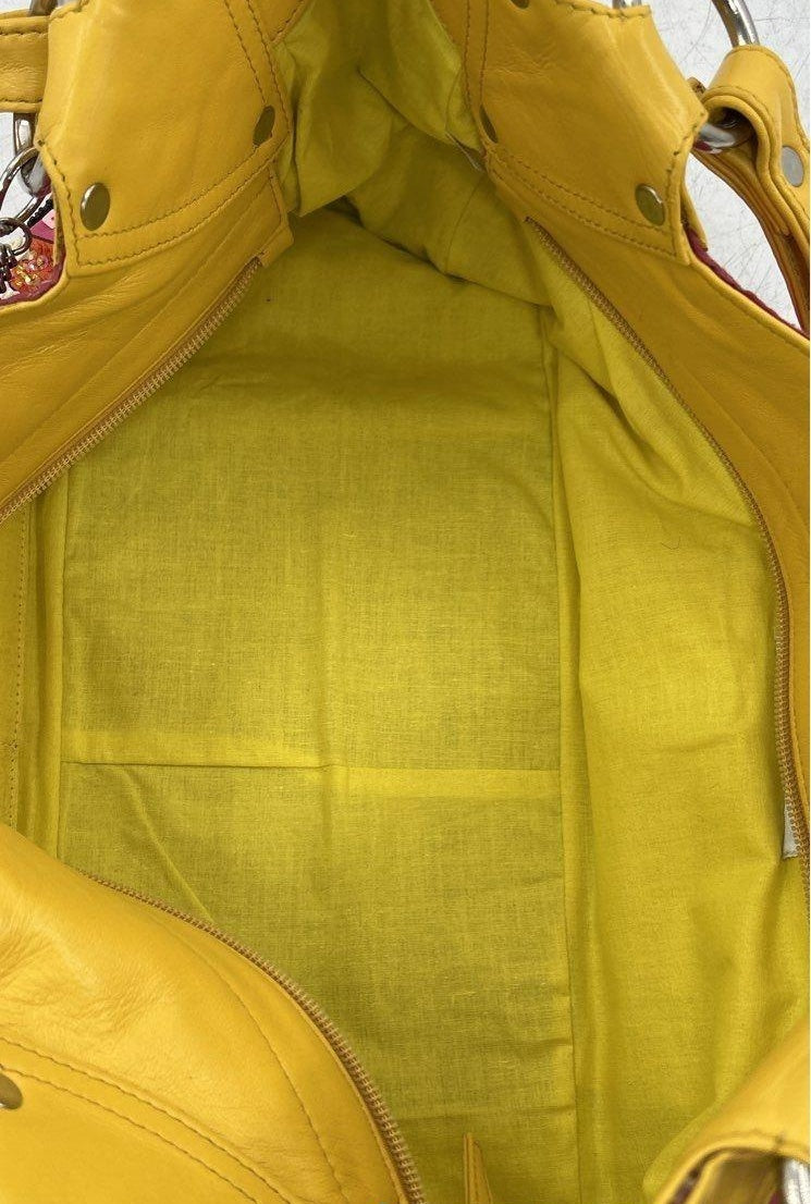 Mary Frances large multicolor beaded and sequined shoulder bag with yellow handles, view 7