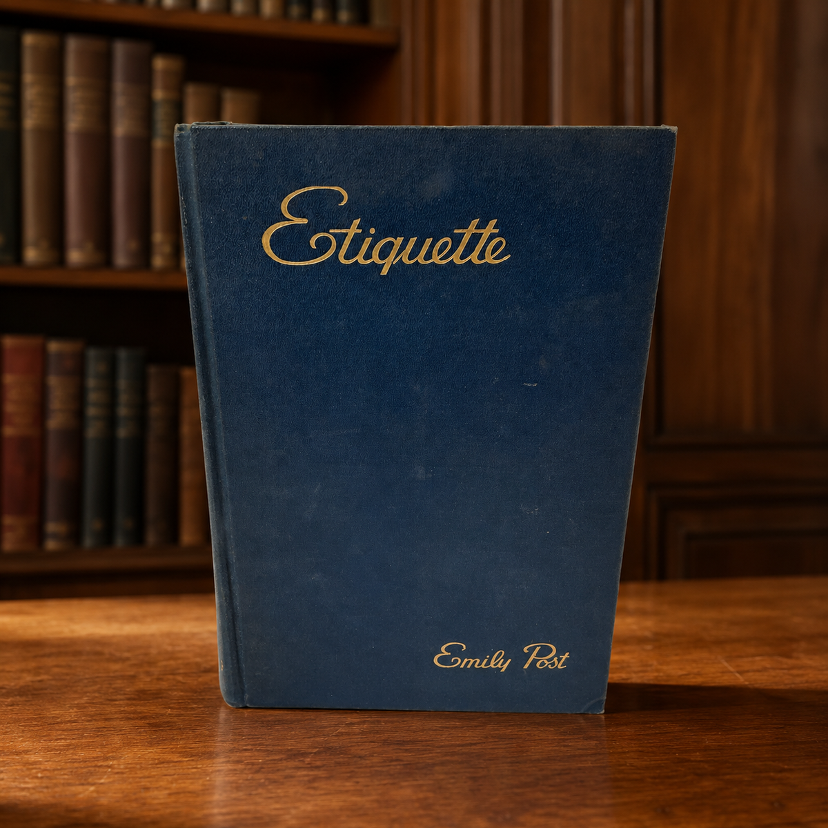 Etiquette by Emily Post, 1945 Funk and Wagnalls dark blue cloth hardcover with gilt lettering