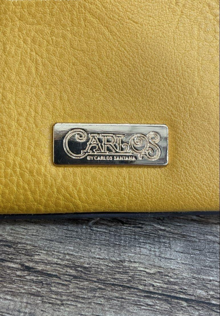 Bright yellow pebbled faux leather dome satchel with rolled top handles and gold-tone hardware, view 5
