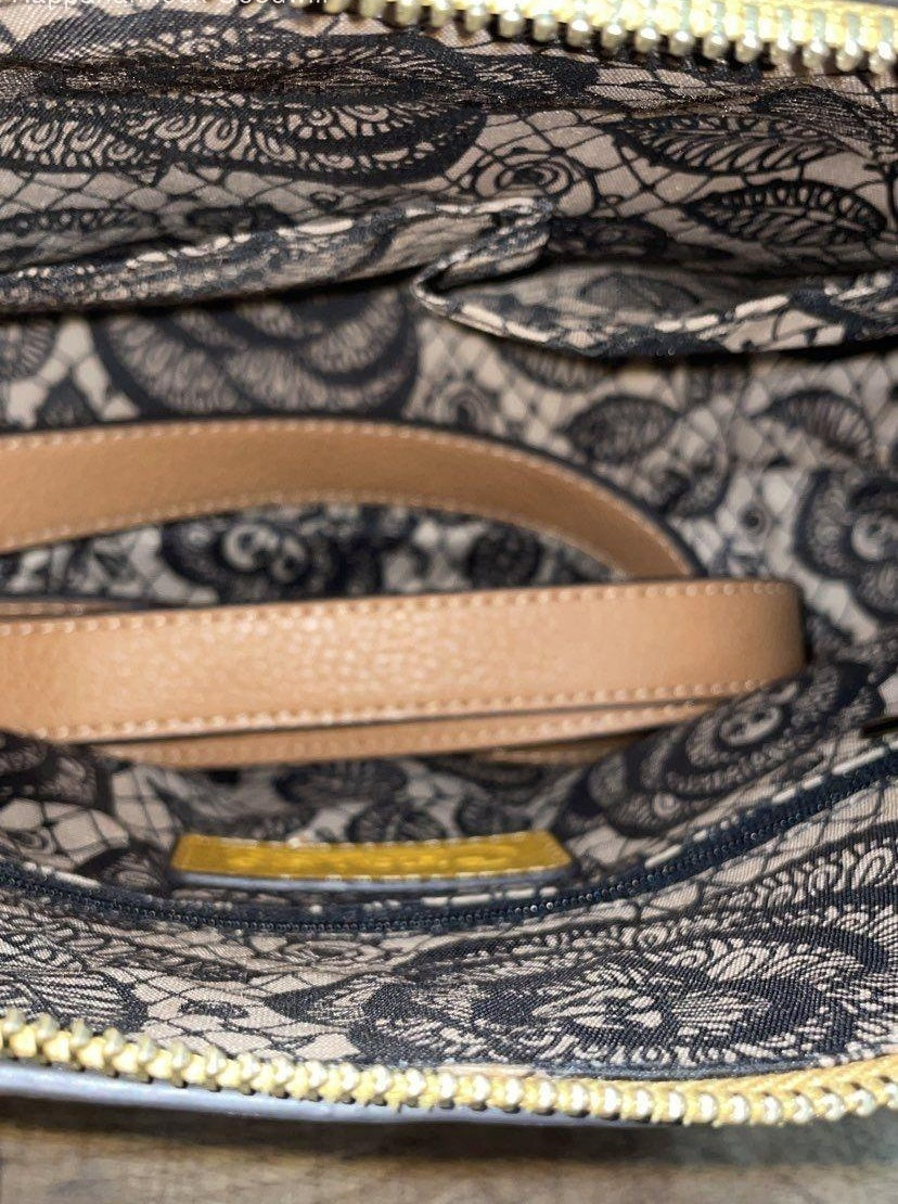 Carlos by Carlos Santana Yellow Pebbled Faux Leather Satchel Gold Hardware