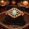 Goldette Victorian Revival Bracelet Turquoise Cabochon & Pearl Ornate Vintage Link Bracelet