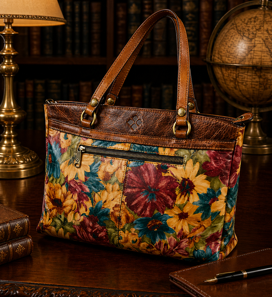 Patricia Nash multicolor floral print leather tote