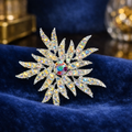 Signed Sarah Coventry Silver Tone Starburst Brooch with Aurora Borealis Rhinestones | Statement Spray Pin