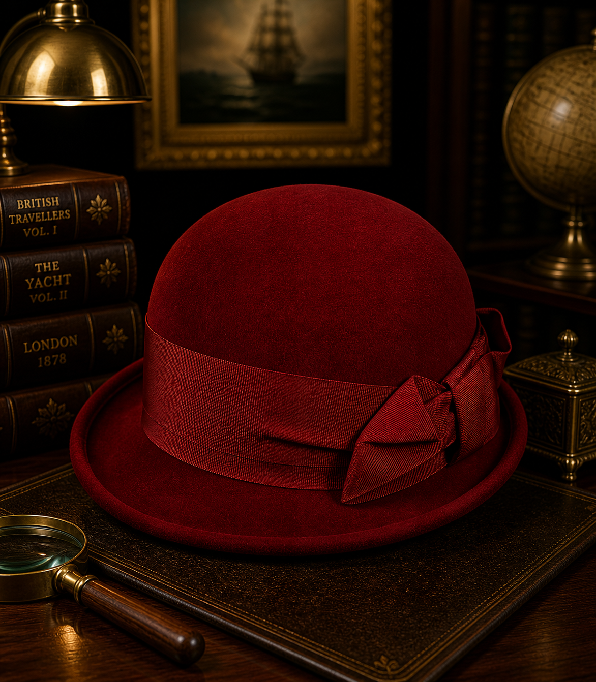 Lite Felt Red Wool Cloche Hat Crushable Water Repellent Vintage Style