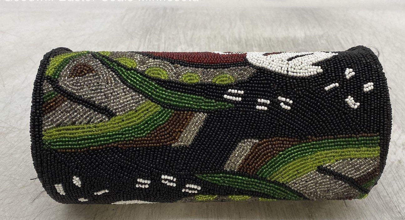 Vintage Coca-Cola Black/Red/Green Beaded Fabric Shoulder Bag Handbag/Purse