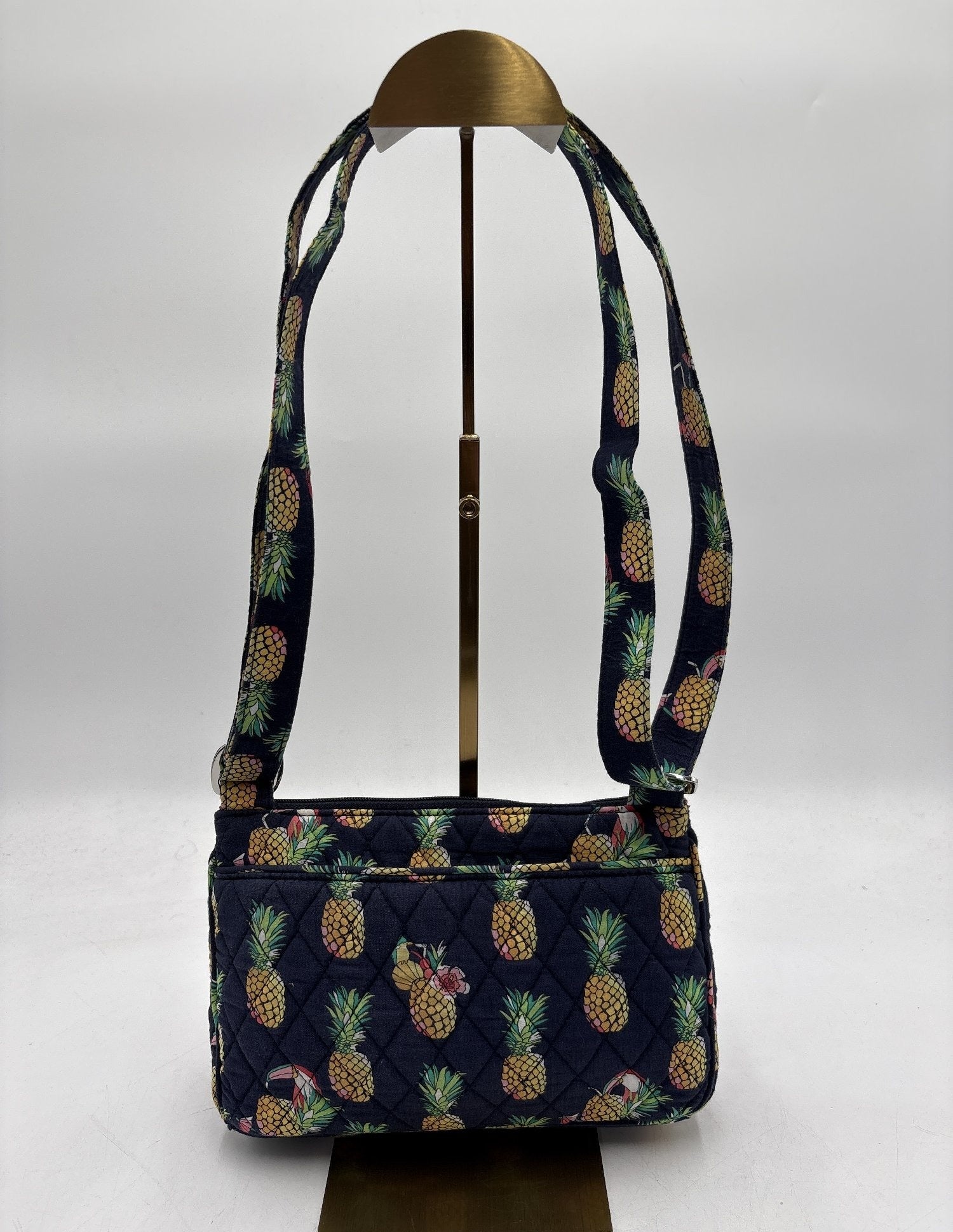 Vera Bradley Pineapple Print Quilted Shoulder Bag | Navy Tropical Handbag