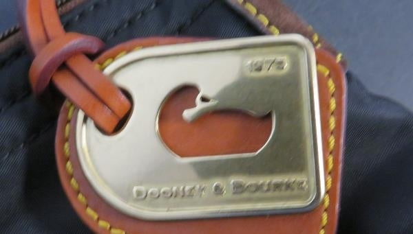 Dooney and Bourke Black Nylon Shoulder Bag with Tan Leather Trim