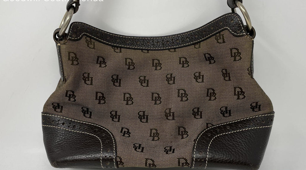 Dooney and Bourke Women's Brown Signature Leather Trim Tassel Shoulder Handbag