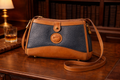 Dooney & Bourke AWL Navy Blue Pebble Leather Crossbody Bag with British Tan Trim | Vintage All Weather Leather
