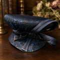 Ms. Devine Navy Satin Church Hat with Embroidered Lace, Beads & Rhinestones | Statement Occasion Hat