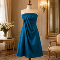 Bari Jay Teal Strapless Formal Dress Size 12 NWT | Satin Cocktail Evening Dress