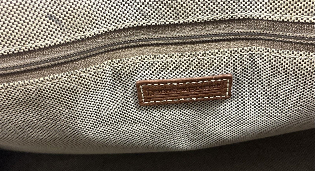 Dooney and Bourke Brown Leather Satchel Bag, Structured Pocket Tote with Shoulder Strap