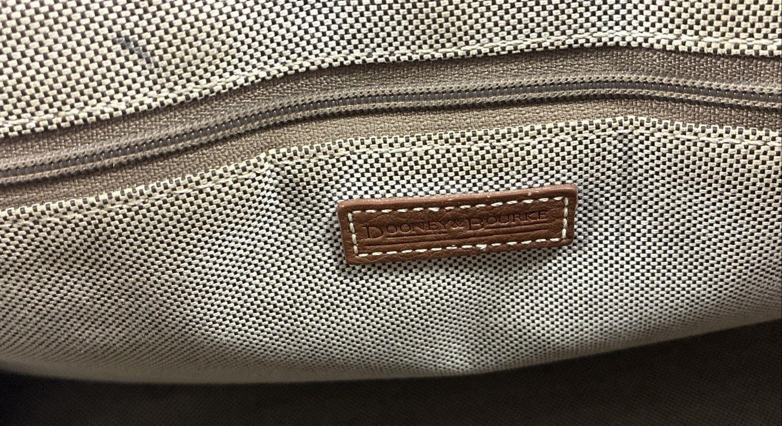 Dooney and Bourke Brown Leather Satchel Bag, Structured Pocket Tote with Shoulder Strap