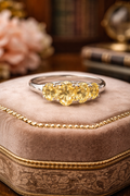 D’JOY 925 Sterling Silver Citrine Ring Five Stone Yellow Gem Band Size 10.25 US