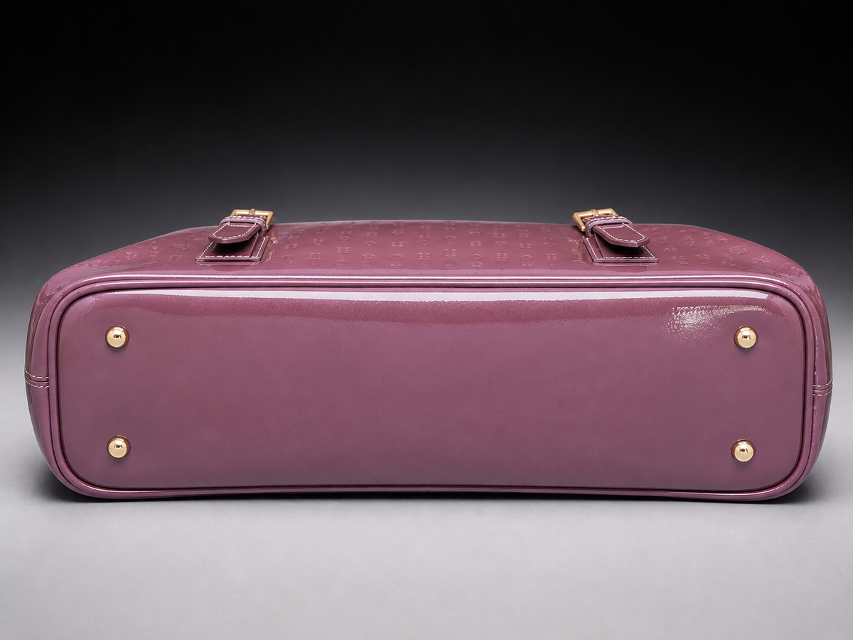 Arcadia lavender embossed patent leather shoulder bag, view 4