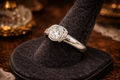 Vintage 925 Sterling Silver CZ Cocktail Ring Round Solitaire 4.5g with Pavé Shoulders Size 6