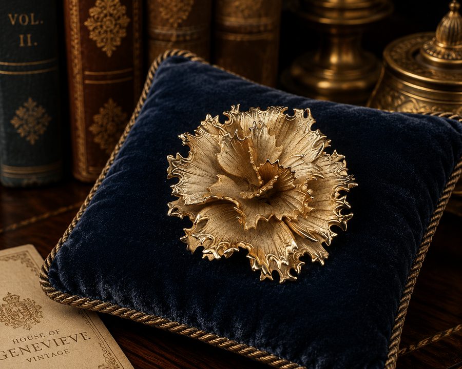 Lisner gold-tone layered flower brooch with textured petals