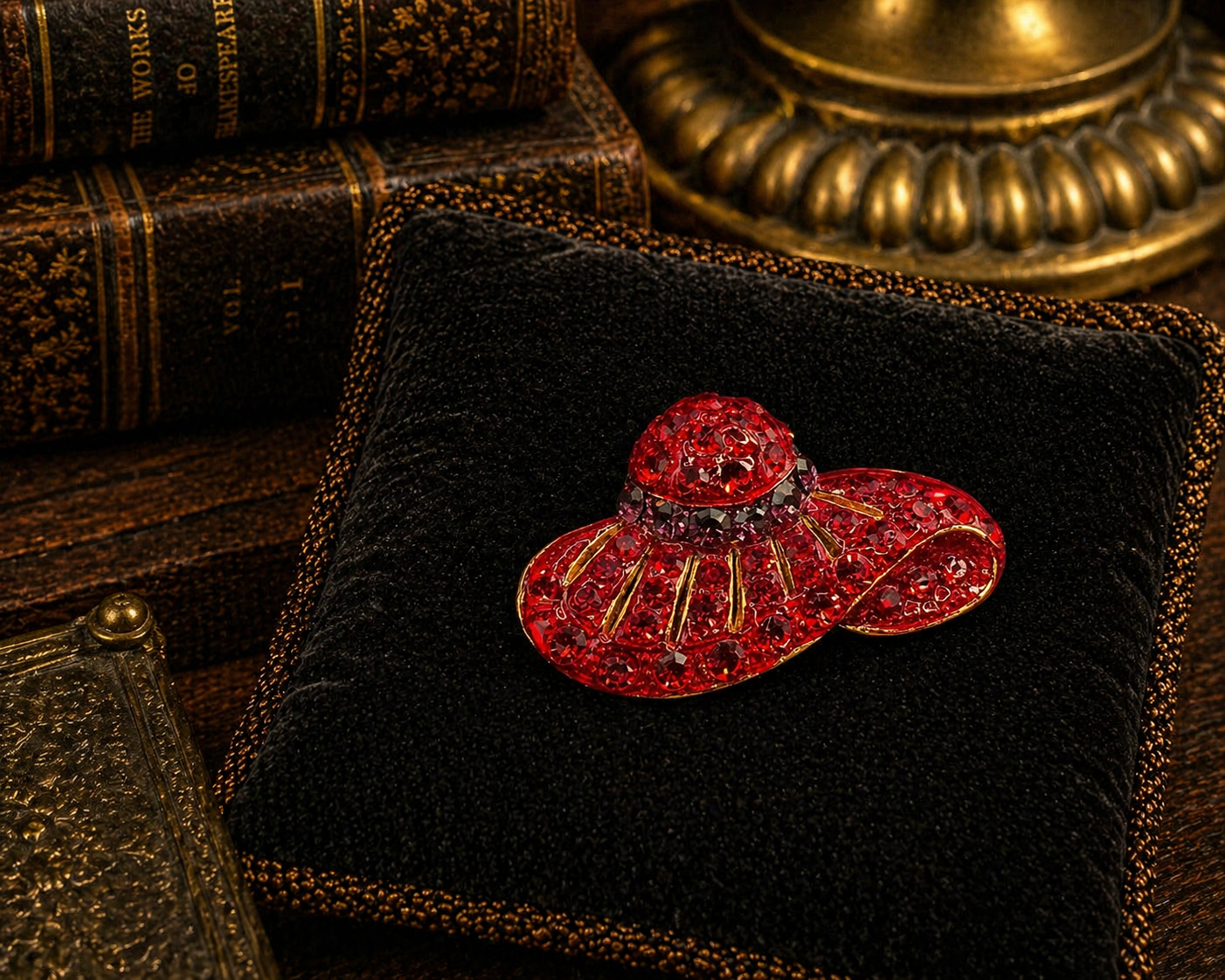 Red Crystal Hat Brooch