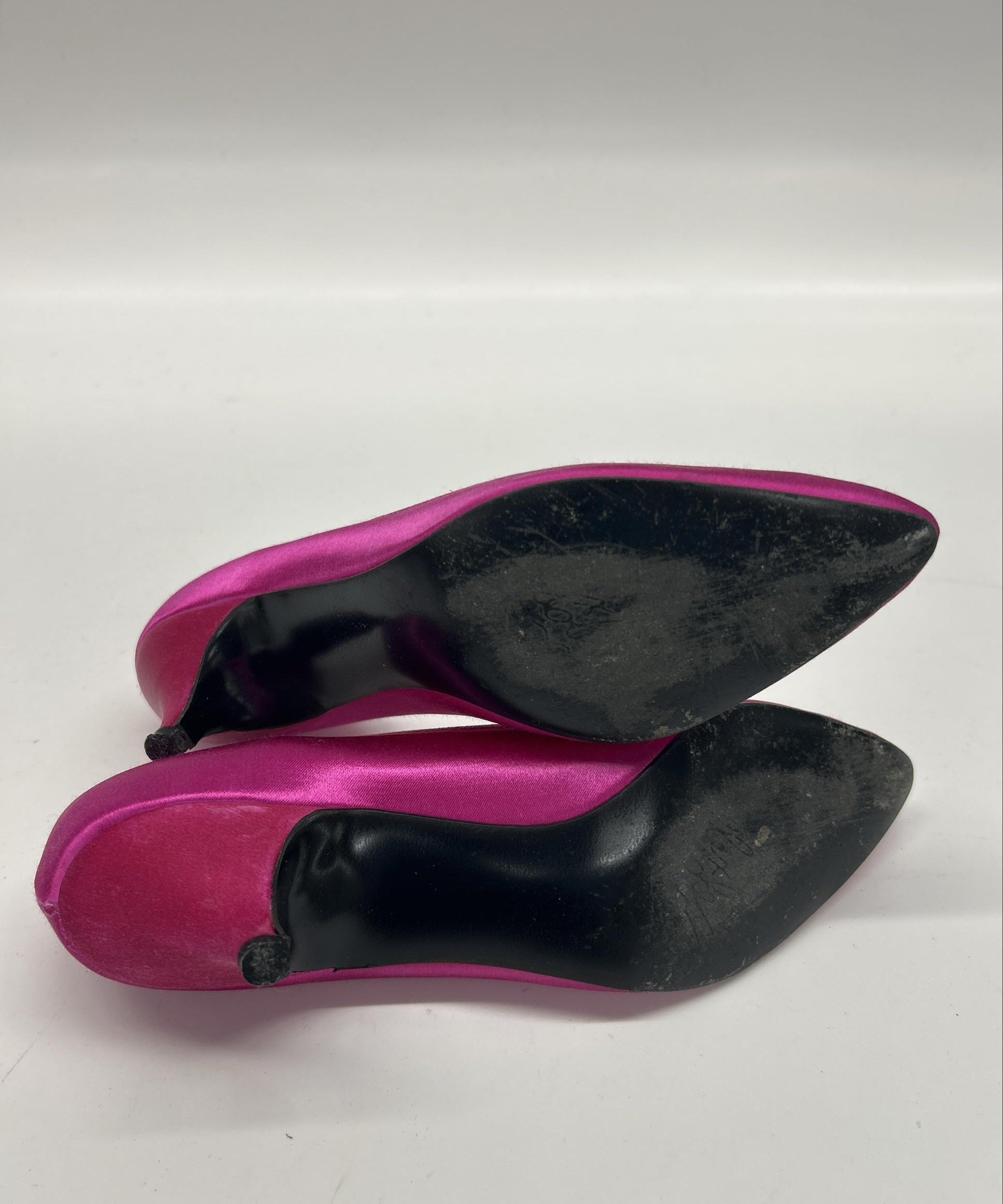 Peacocks Fuchsia Satin Heels & Matching Evening Clutch – Size 7B
