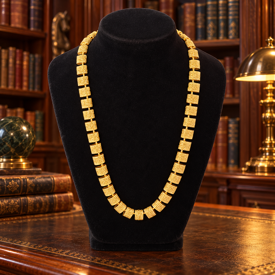 Signed Napier gold-tone textured link collar necklace
