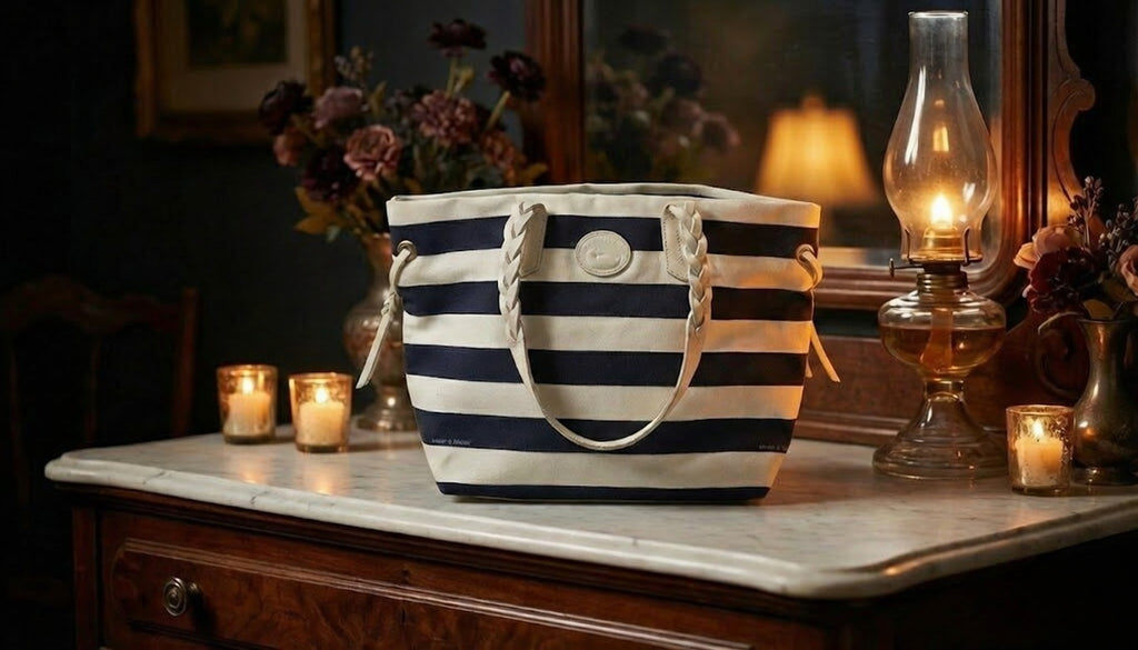 Dooney and Bourke Sullivan Tote Nautical Striped Shopper Bag With Braided Straps