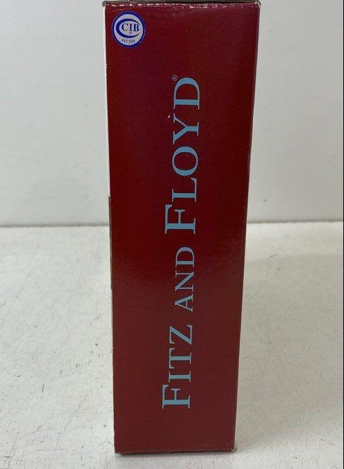 Fitz and Floyd Essentials figural Santa canape plate with curly white beard, holly and gold-tone bell, with box, view 3