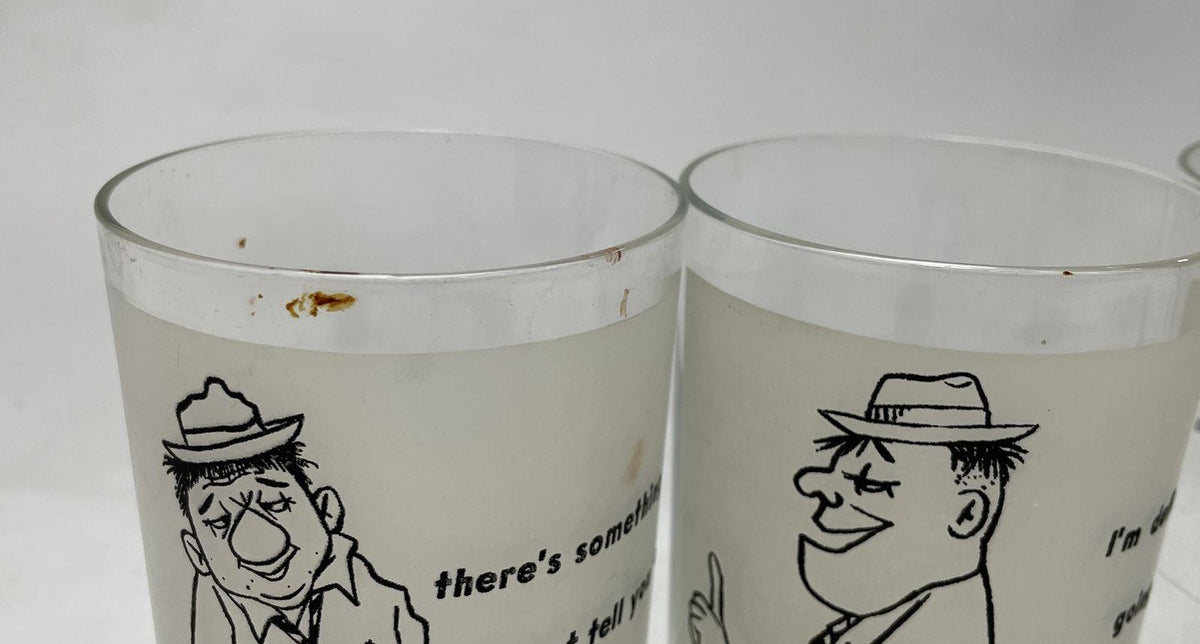 Vintage William Box Mid Century Humor Highball Glasses Set of 4