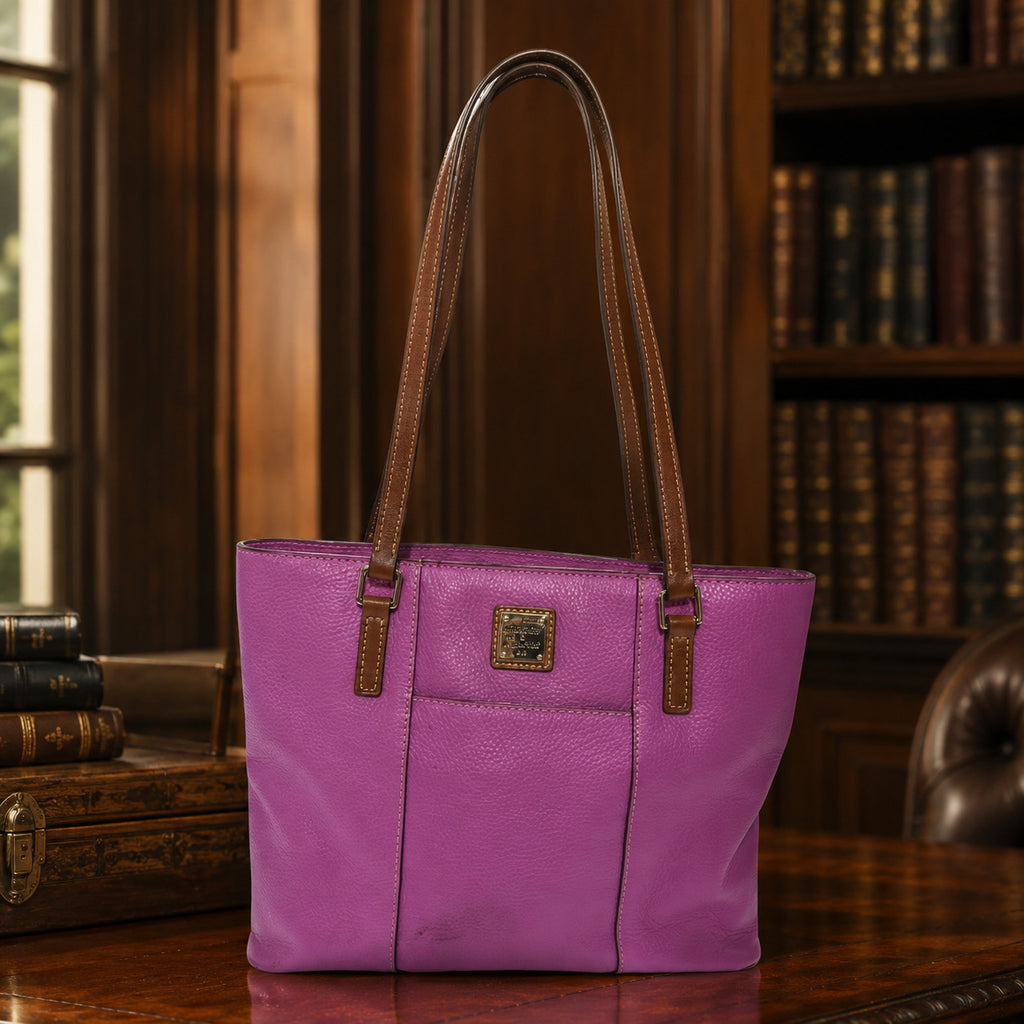 Dooney & Bourke Orchid Pebble Grain Small Tote Brown Strap