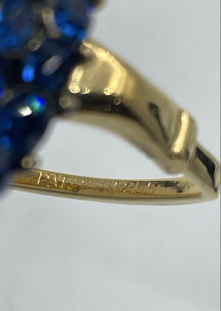 Signed Vendome Gold Tone Blue Rhinestone Adjustable Cocktail Ring 16g