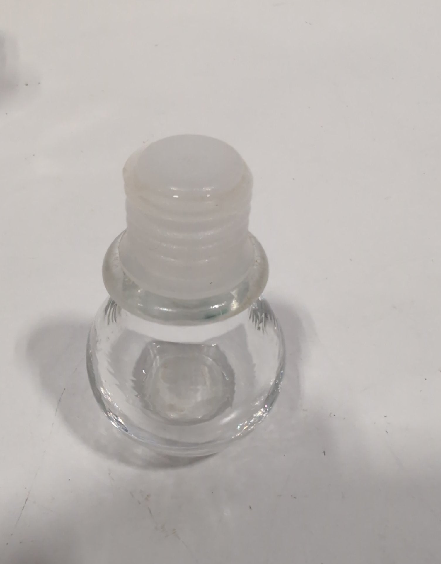 Vintage Clear Glass Oval Decanter with Ball Stopper