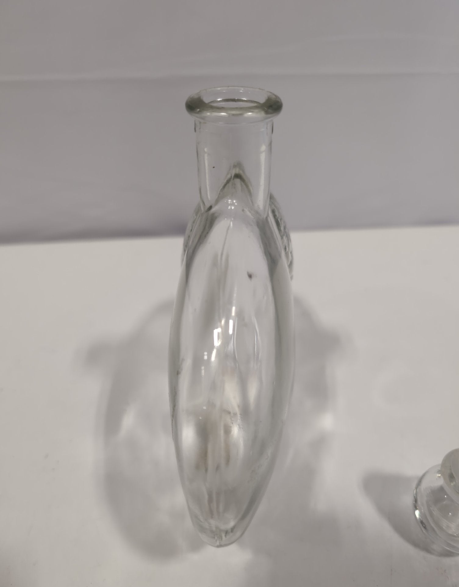 Vintage Clear Glass Oval Decanter with Ball Stopper