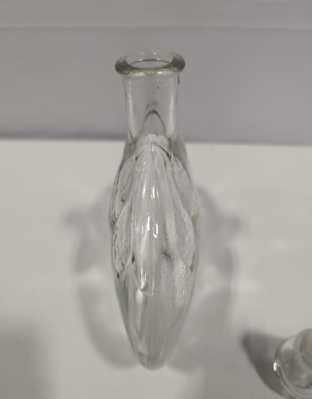 Vintage Clear Glass Oval Decanter with Ball Stopper