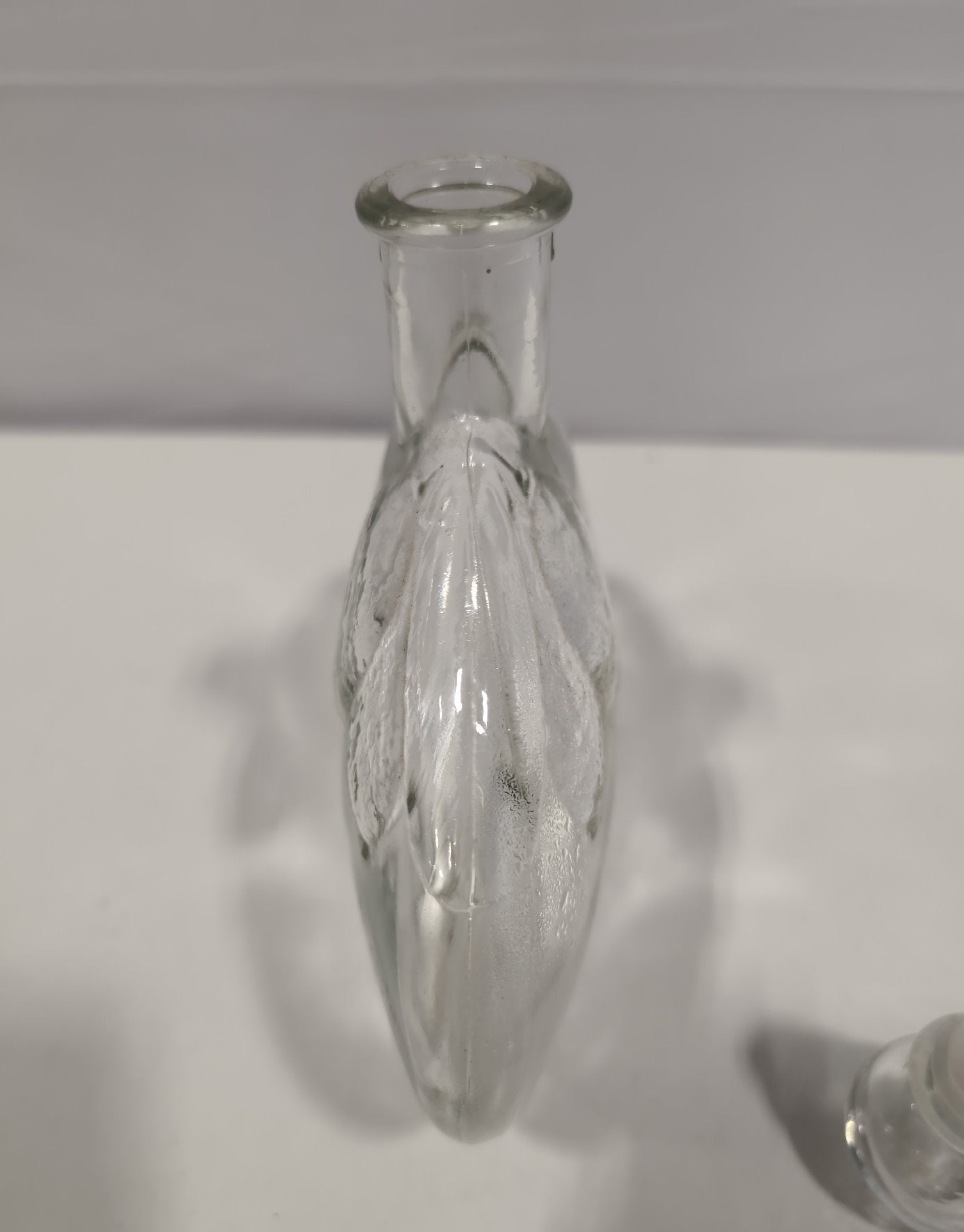 Vintage Clear Glass Oval Decanter with Ball Stopper