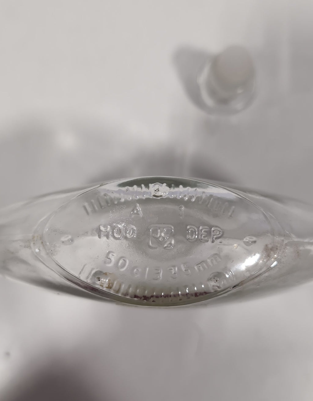 Vintage Clear Glass Oval Decanter with Ball Stopper