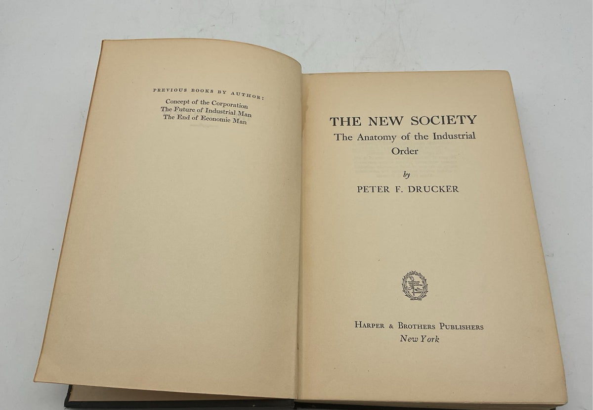 The New Society by Peter F. Drucker, Harper and Brothers black hardcover, view 3