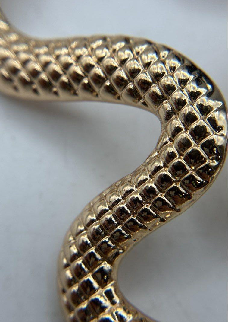 Gold Tone Icy Rhinestone Snake Serpent Statement Post Earrings 36.9g