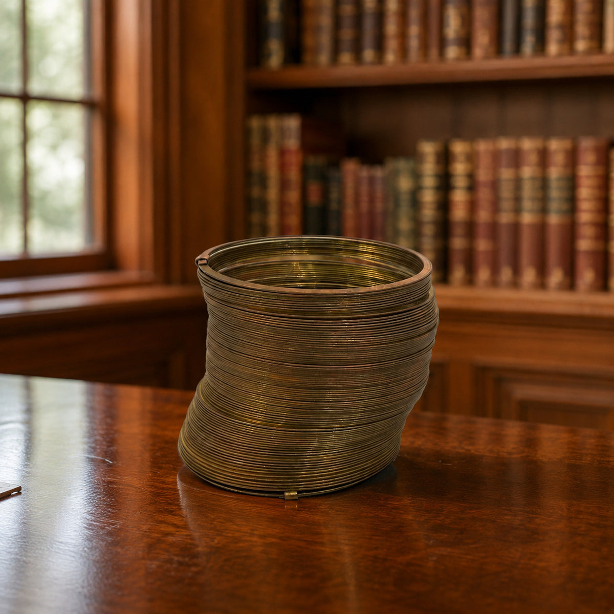 Vintage Brass Metal Coiled Spring Desk Toy with Box