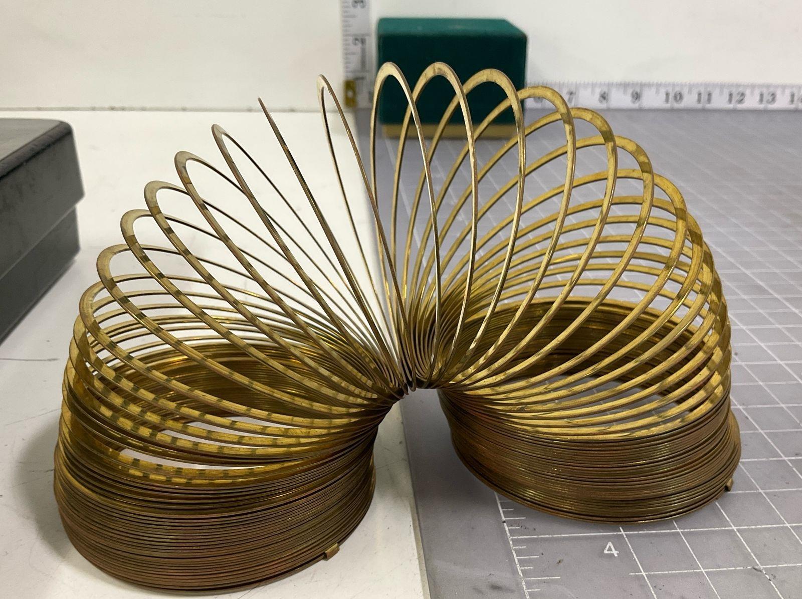 Vintage Brass Metal Coiled Spring Desk Toy with Box