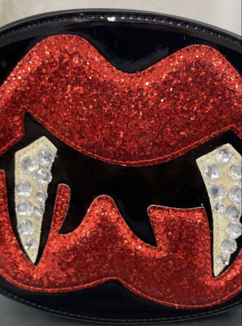 Betsey Johnson Vampire Glitter Lips Crossbody Bag