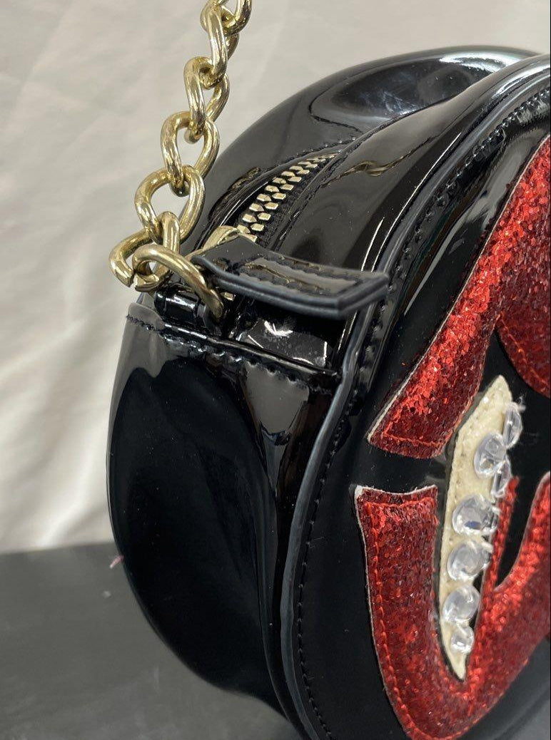 Betsey Johnson Vampire Glitter Lips Crossbody Bag