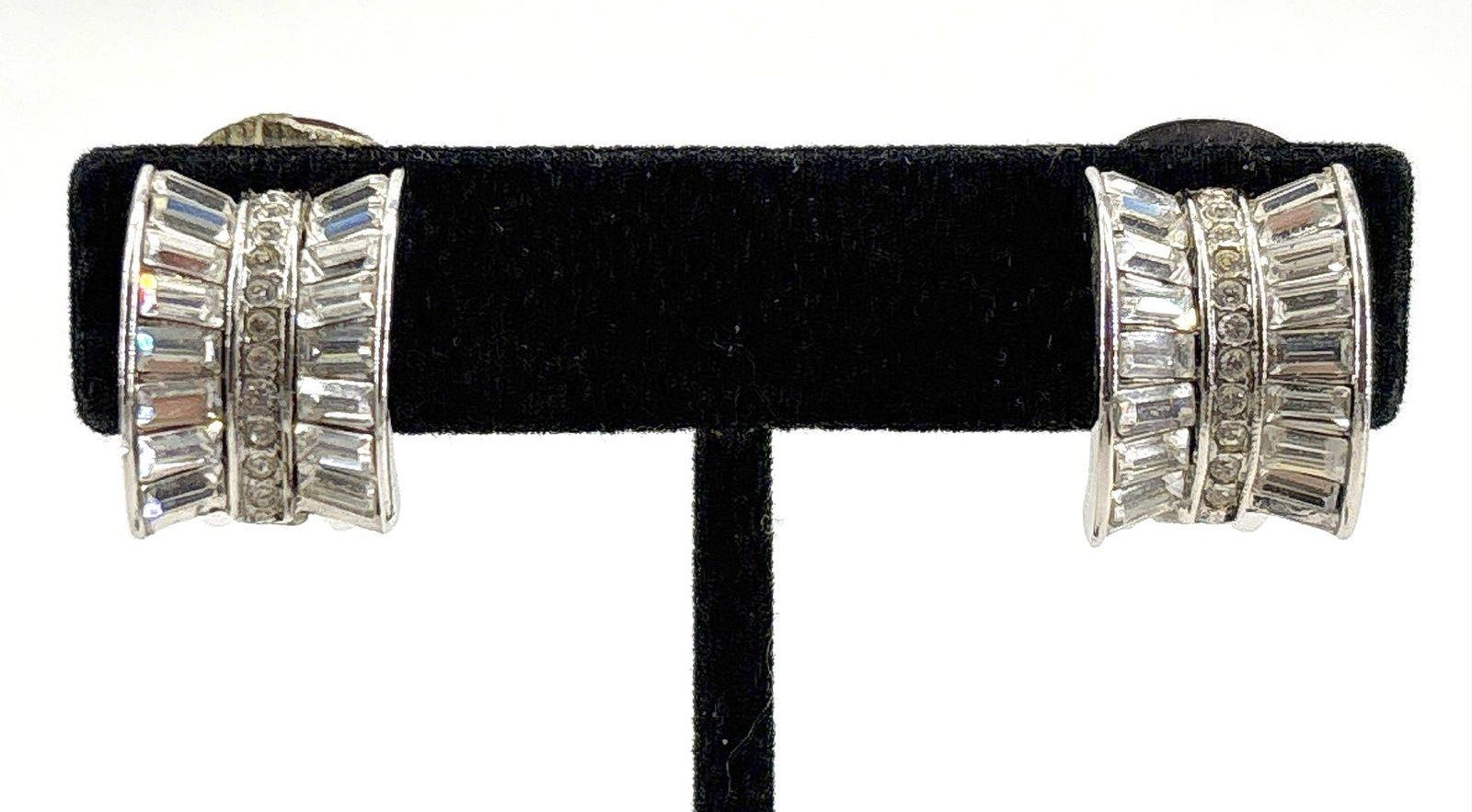 Nolan Miller Crystal Baguette Rhinestone Clip-On Earrings