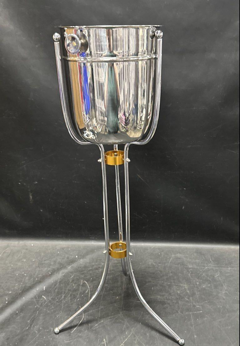 Chrome Ice Bucket with Floor Stand, 2-Piece Set
