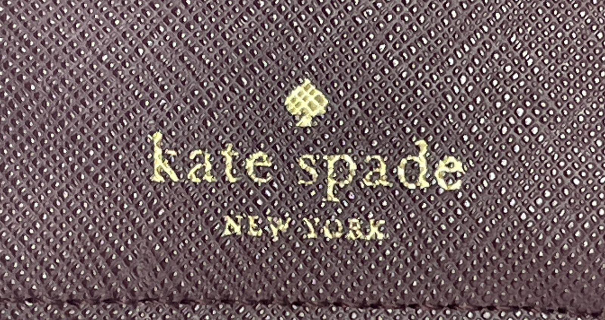 Kate Spade Laurel Way Stacy Deep Plum Saffiano Leather Wallet With COA WLRU2673