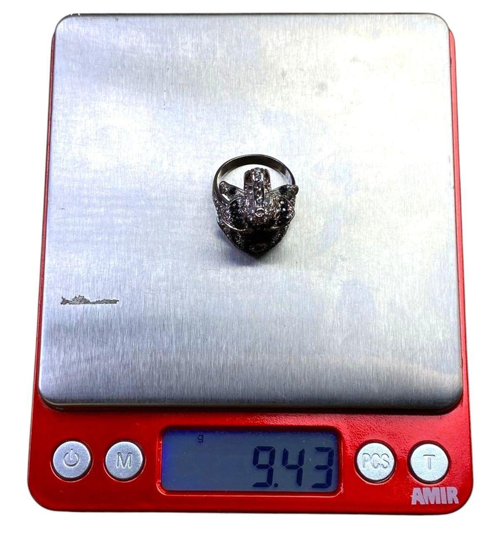 Sterling Silver 925 & CZ Elephant Ring 9.43 Grams Size 7