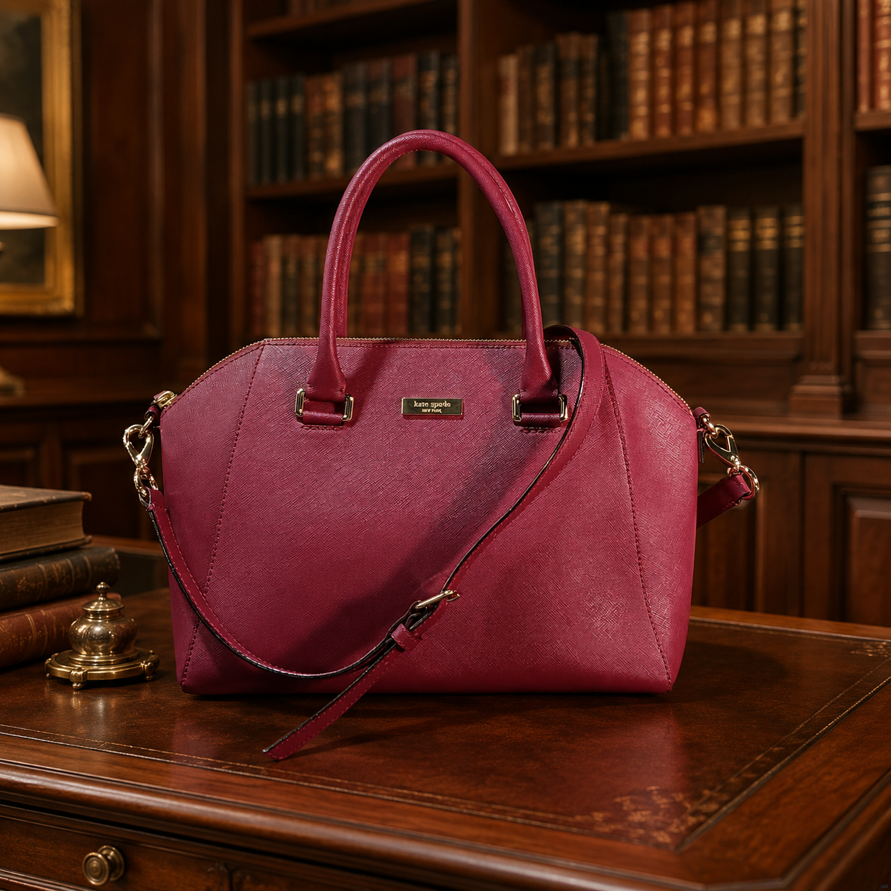 Kate Spade Tilden Place Pippa Wine Saffiano Satchel